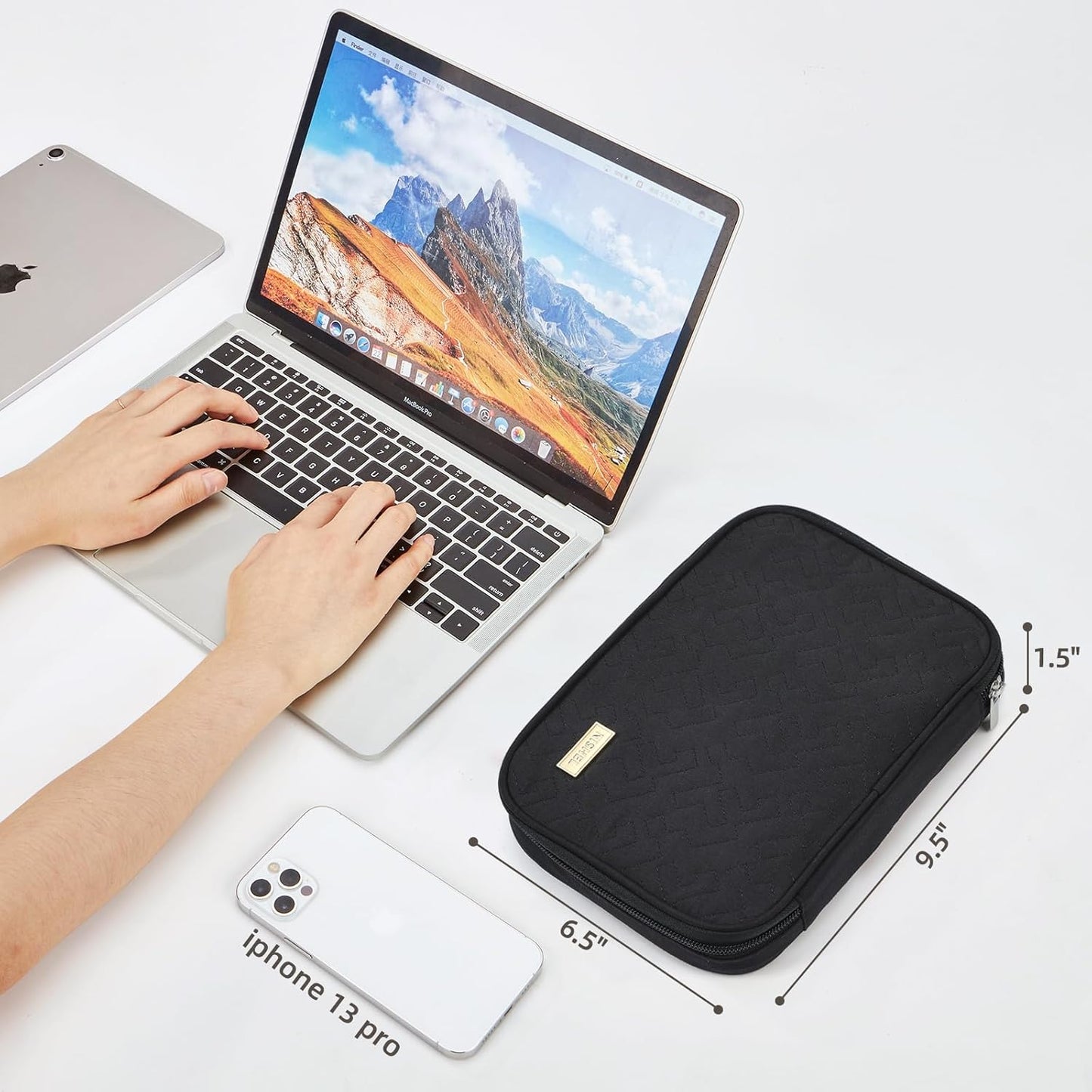 NISHEL Travel Cord Organizer Case, Tech Electronic Bag, Essentials for Charger, Cable, Phone, Hard Drive, USB, SD Card, Pink