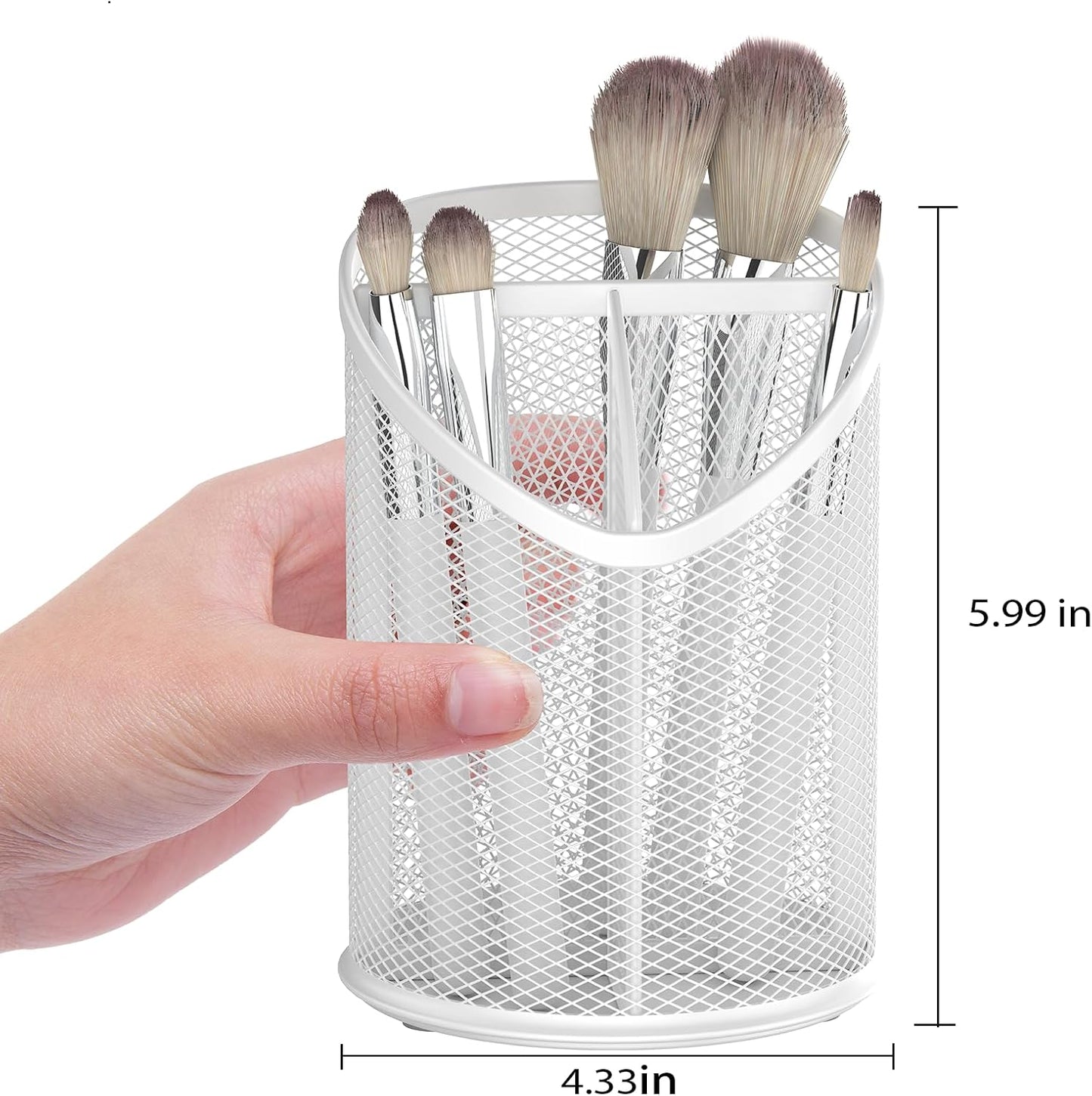 Delifox 2 Pack Pen Holder Mesh Round Pencil Holder Desktop Organizer 3 Compartments, Black