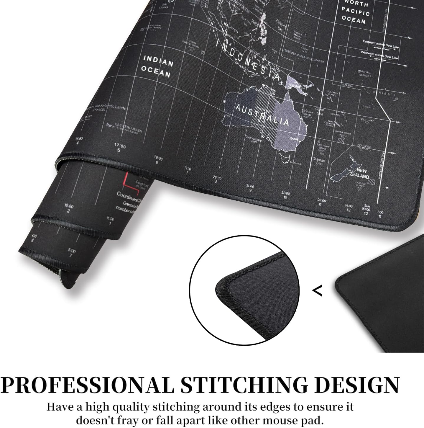 HGWALP Black Topographic Large Gaming Mouse Pad Extended XXL(900 * 400 * 3MM) Mouse Mat Long Desk Pad with Stitched Edges for Keyboard Home Office Gaming Work Big Desk Mat