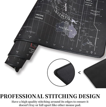 HGWALP Black Topographic Large Gaming Mouse Pad Extended XXL(900 * 400 * 3MM) Mouse Mat Long Desk Pad with Stitched Edges for Keyboard Home Office Gaming Work Big Desk Mat