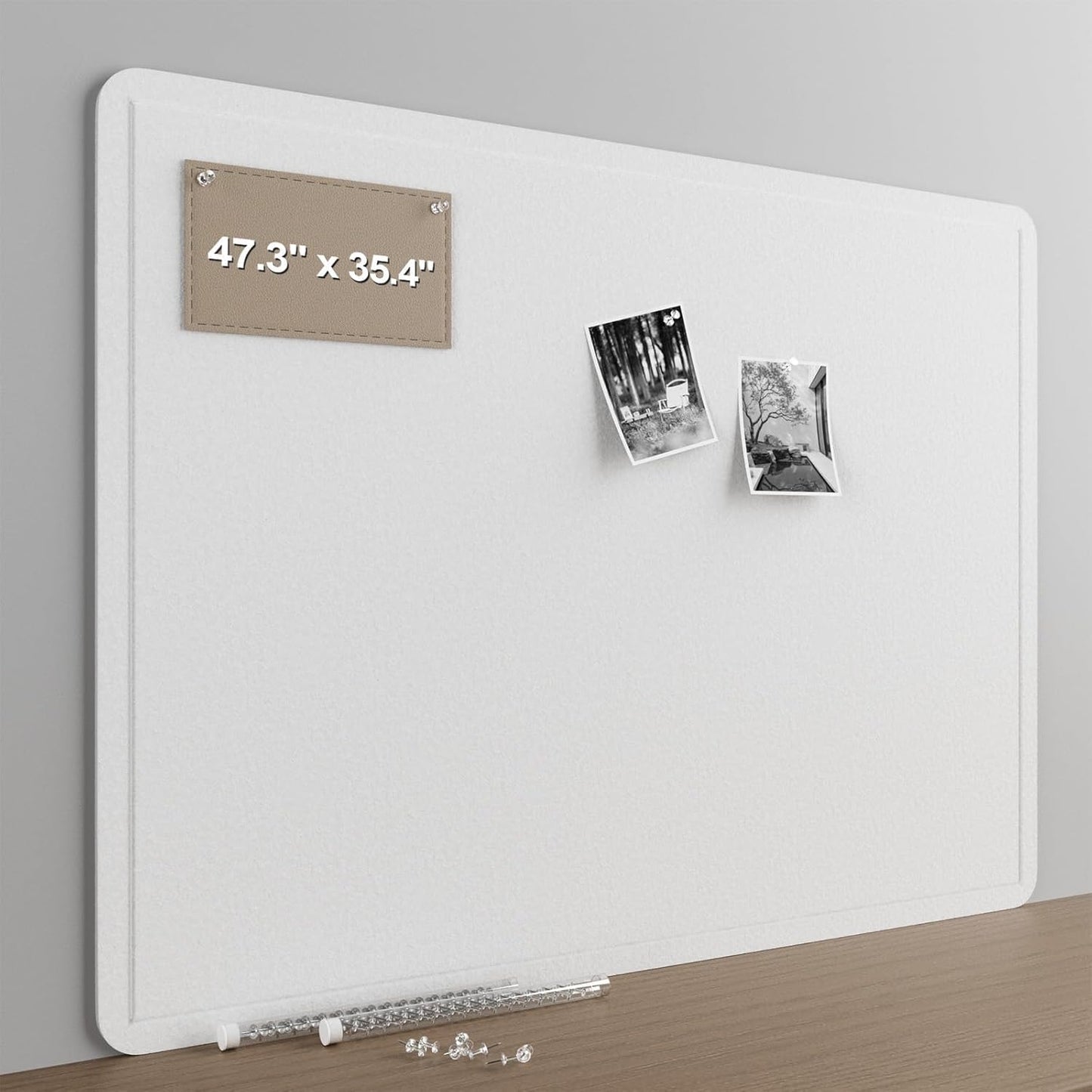 Large Felt Bulletin Board for Wall, 24"x18" Frameless Picture Board, Soft Felt Cork Board for Office, Home Planning & Office Wall Decor, Easy Install Pin Board