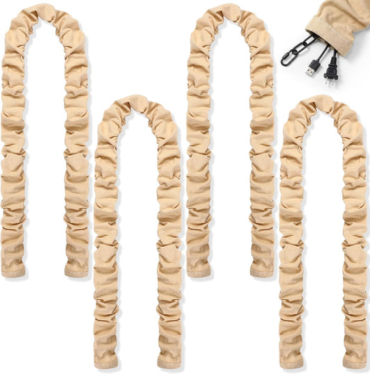 Hahafelt 4 Pcs 6 ft Fabric Cord Cover Decorative Cord Cover Burlap Cable Chain Sleeve for Chandelier Lamps Lighting Wires Cable Management