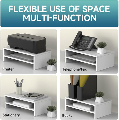 FITUEYES Monitor Stand - 2 Tier Computer Monitor Riser Shelf, Wood Desktop Stand for Laptop Computer Screen, Desk Organization, Office Supplies