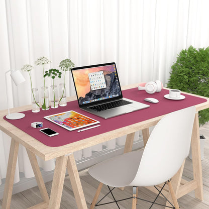 Hsurbtra Desk Pad, 23.6" x 13.8" PU Leather Desk Mat, M Extended Mouse Pad, Waterproof Desktop Blotter Protector, Non-Slip Ultra Thin Small Laptop Keyboard Writing Mat for Office Home, Pink