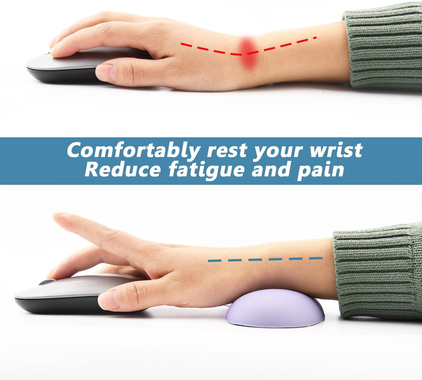 Ergonomic Mouse Wrist Rest Pad, Small Gel Mouse Keyboard Support Cushion Non-Slip Base, for Easy Typing and Wrist Pain Relief Office Computer, Laptop, PC Gaming (Blue)