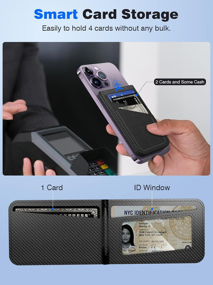 TopMade for Magsafe Wallet, Works with Apple Find My, Strongest Magnetic Wallet for iPhone 17/16/15/14/13/12 Series, Leather Magnetic Card Holder with Tracker, 7 Cards Holder, RFID Blocking, Black