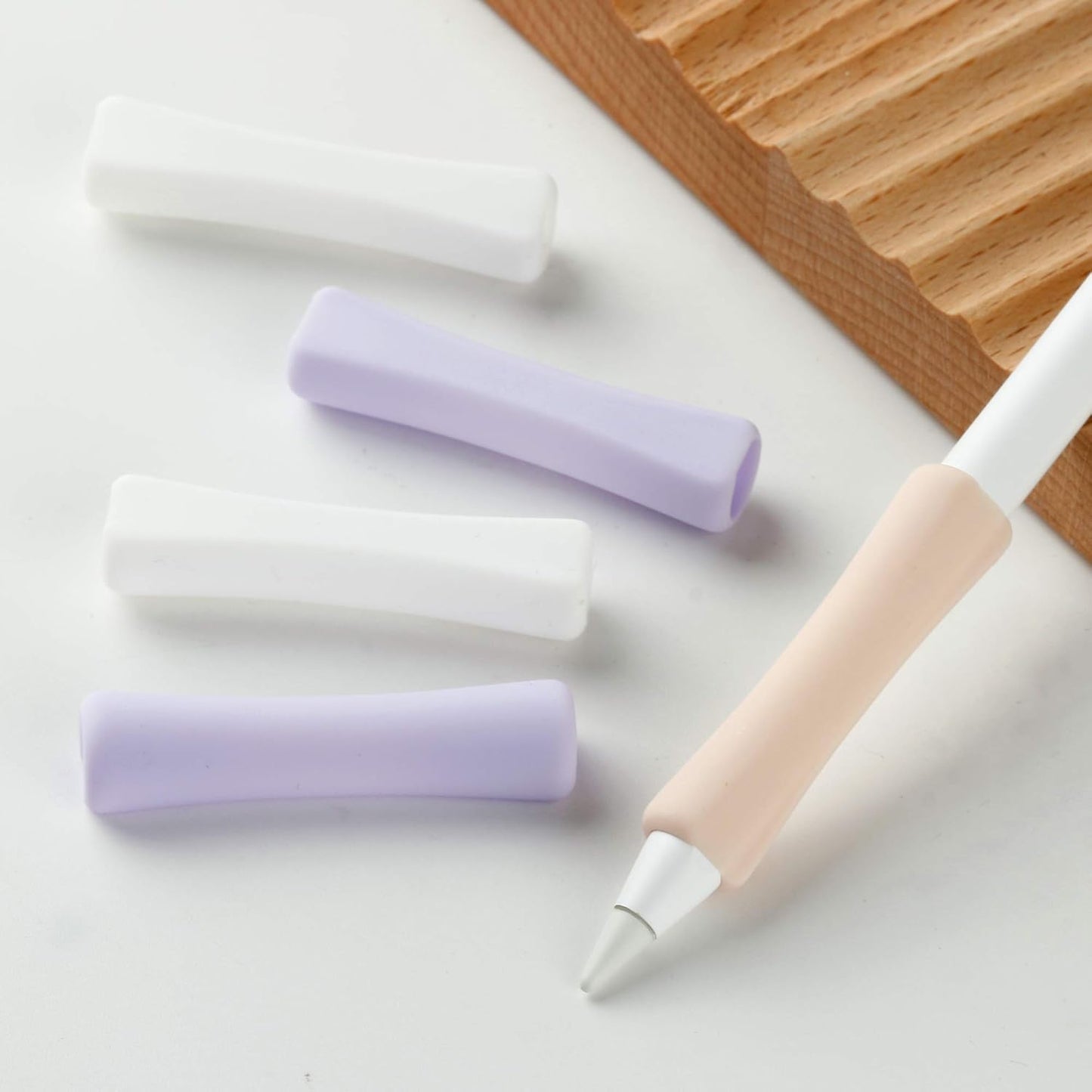 3 Pack iPencil Grips Case Cover Silicone Sleeve Holder Compatible with Apple Pencil (USB-C)&Apple Pencil (2nd Generation),iPad Pro 11 12.9 inch 2018(White, Pink, Purple)