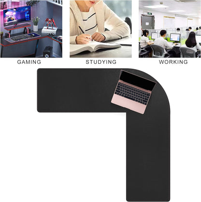MAIDERN (51” + 51”) x 15.7” L Shaped Corner Desk Mat, Cork & Leather Reversible Desk Pad for Gaming Computer Office Home (Black) …
