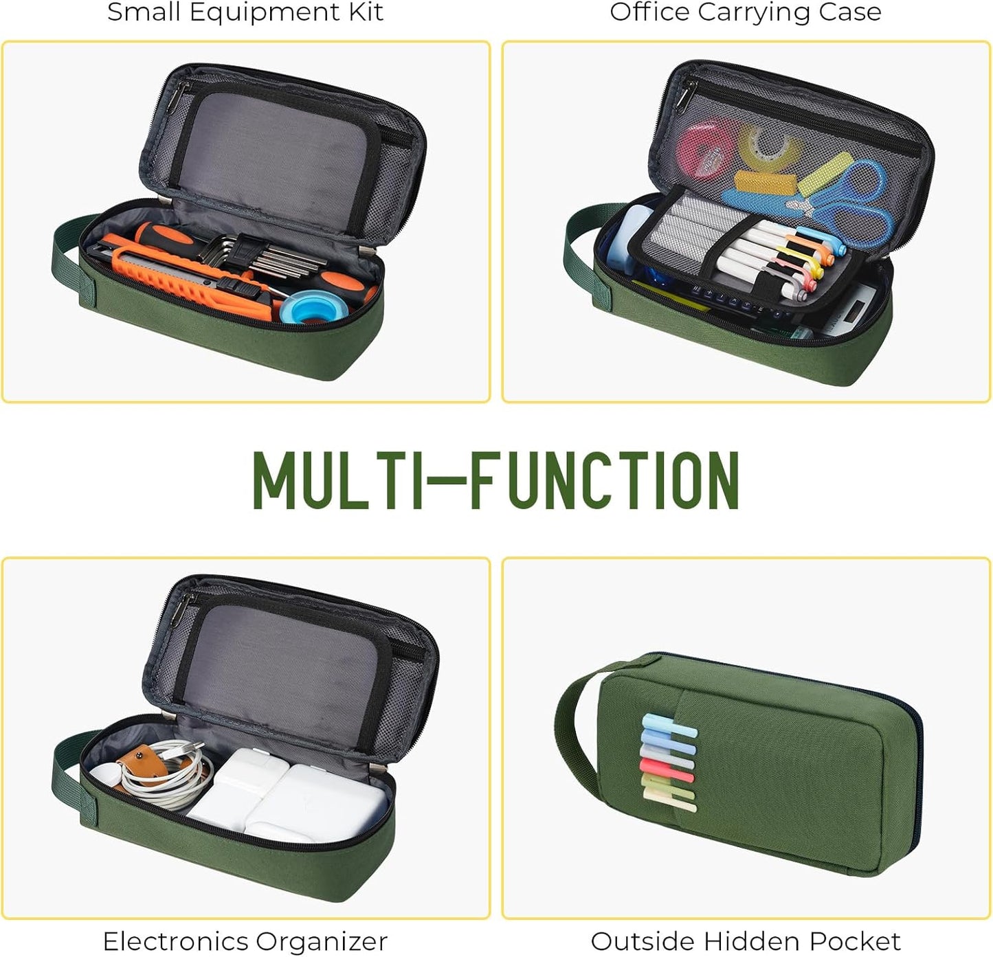 ECHSRT Big Pencil Case, Aesthetic Portable Zipper Pencil Bag with Hidden Pocket, Special Pouch for Men Women Adults, Stationery Organizer Pen Cases for Office Travel,Black