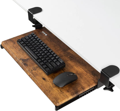VIVO Large Keyboard Tray Under Desk Pull Out with Extra Sturdy C Clamp Mount System, 27 (33 Including Clamps) x 11 Inch Slide-Out Platform Computer Drawer for Typing, Black, MOUNT-KB05E