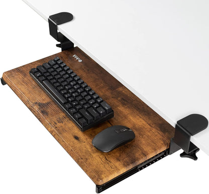 VIVO Large Keyboard Tray Under Desk Pull Out with Extra Sturdy C Clamp Mount System, 27 (33 Including Clamps) x 11 Inch Slide-Out Platform Computer Drawer for Typing, Black, MOUNT-KB05E