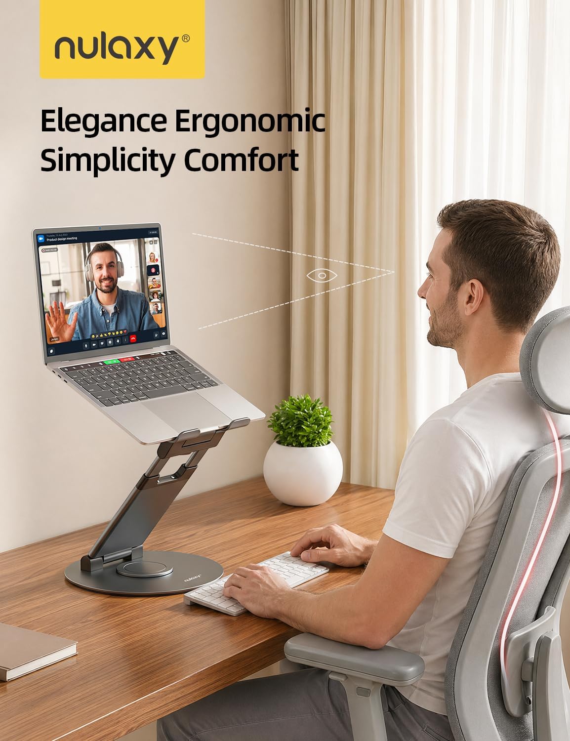 Nulaxy Telescopic 360 Rotating Laptop Stand for Desk Adjustable Height Swivel Pull Out Design Ergonomic Laptop Riser Standing Desk Converter Fits All 10-17" Laptops Computer MacBook, Gray