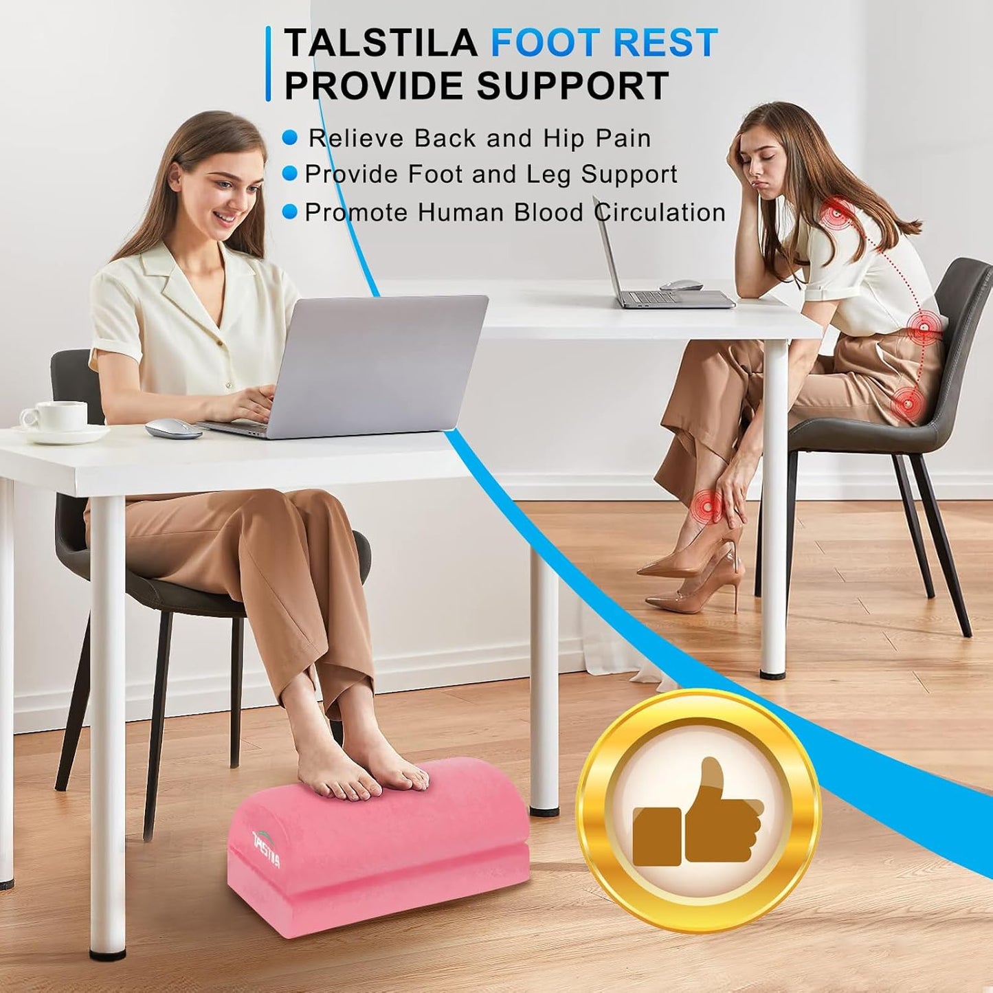 TALSTILA Foot Rest for Under Desk at Work, Under Desk Footrest, Ergonomic 2 Adjustable Heights Footrest, Footrest with Feet Warm Pocket, for Office Desk & Office Chair…