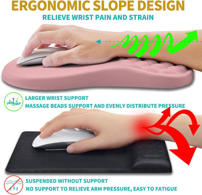 Hokafenle 2 in 1 Ergonomic Mouse Pad Wrist Support & Wrist Rest for Computer Keyboard Set, with Relieve Carpal Tunnel Pain Massage Bulge and Full Memory Gel Design (2In1 Set, Black)