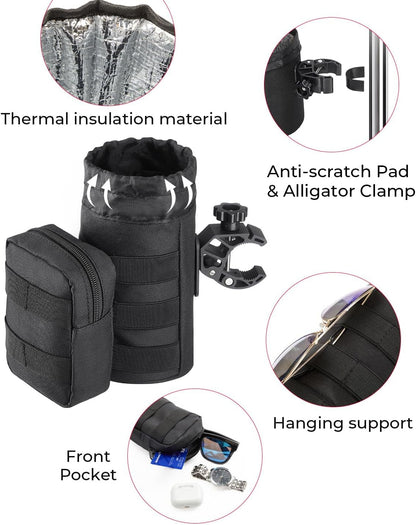 KEMIMOTO Motorcycle & ATV Cup Holder-32oz Drink Holder with Alligator Clamp, UTV, Scooter, Boat, Kayak, Bike, Walker, Black