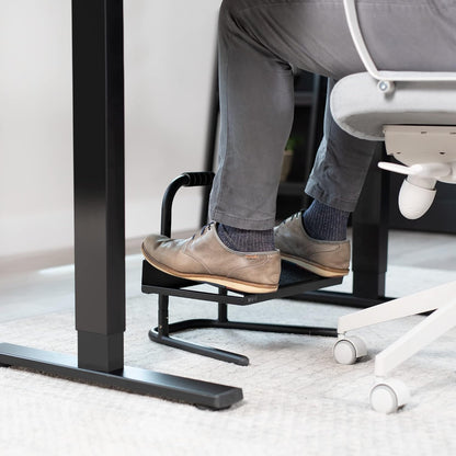 VIVO Ergonomic Height Adjustable Foot Rest Relief Platform, Elevated Stool for Comfortable Sit to Stand Workstation, Non-Slip Surface, Portable, Home Office Classroom Use, Black, STAND-FT01