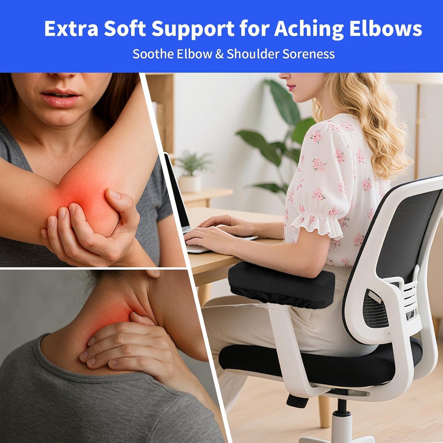 YOUFi Office Chair Arm Pads Extra Soft Velvet Arm Rest Covers for Elbows & Forearms Pressure Relief, Set of 2 Armrest Covers for Desk Chair, Gaming Chair (Black)