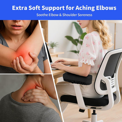 YOUFi Office Chair Arm Pads Extra Soft Velvet Arm Rest Covers for Elbows & Forearms Pressure Relief, Set of 2 Armrest Covers for Desk Chair, Gaming Chair (Black)