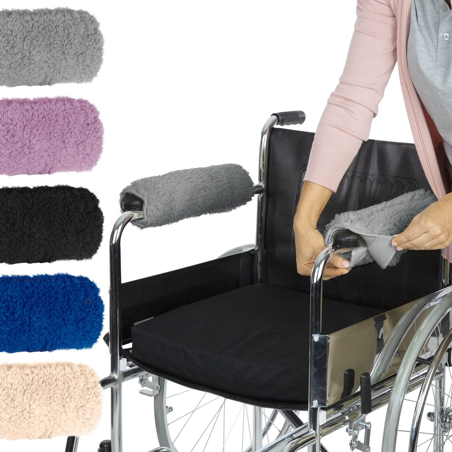 Vive Wheelchair Armrest Pads (2 PCS) - Memory Foam Sheepskin Cushion Accessories for Transport Electric Wheel Chair Arm Rests - for Adults, Seniors, Handicapped - Soft Support for Office Chair