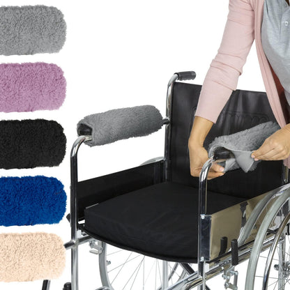 Vive Wheelchair Armrest Pads (2 PCS) - Memory Foam Sheepskin Cushion Accessories for Transport Electric Wheel Chair Arm Rests - for Adults, Seniors, Handicapped - Soft Support for Office Chair