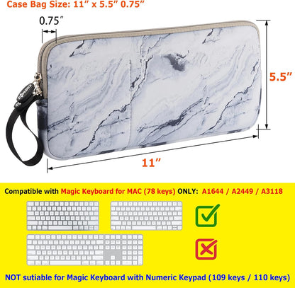 Neoprene Carrying Keyboard Sleeve Case Bag Protection Pouch Compatible with Magic Keyboard 1 & 2, Wireless Keyboard, Magic Mouse, Magic Trackpad and Wireless Trackpad (White Marble Pattern) …