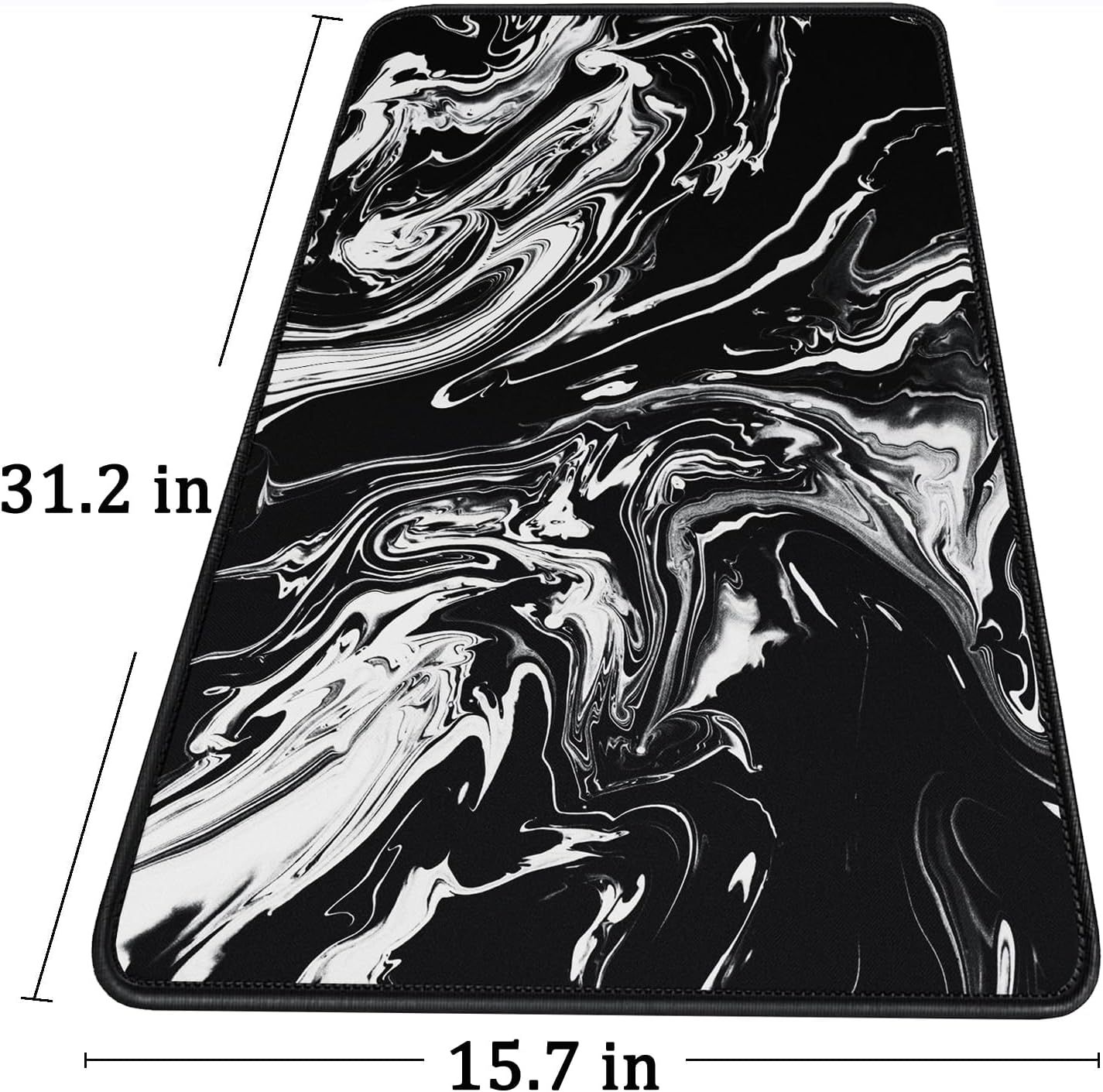 Large Extended Gaming Mouse Pad with Stitched Edges, (31.5X15.7In) Durable Non-Slip Natural Rubber Base, Waterproof Computer Keyboard Pad Mat for Esports Pros/Gamer/Desktop/Office/Home-Black