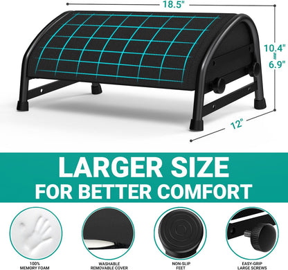 YEASHEIN Adjustable Foot Rest for Under Desk at Work, Ergonomic Foot Stools with 7 Positions, Elevated Cushion Under Desk Footrest with Metal Frame, Leg Rest Used for Home, Car, PC Gaming Accessories