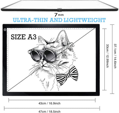 XIAOSTAR Light Box Drawing Pad A5, Tracing Board with Micro USB Cord Charge Cable and Brightness Adjustable for Artists, AnimationDrawing, Sketching, Animation, X-ray Viewing (A5) Not Rechargeable