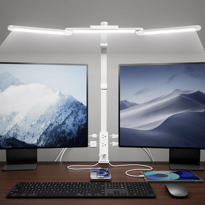 SUPERDANNY Eye-Caring LED Desk Lamp 360° Flexible Gooseneck Work Lamp with Desk Side Clamp Touch Control 3 Light Colors Smooth Dimming Task Lighting Reading Light for Home Office College Dorm, Black