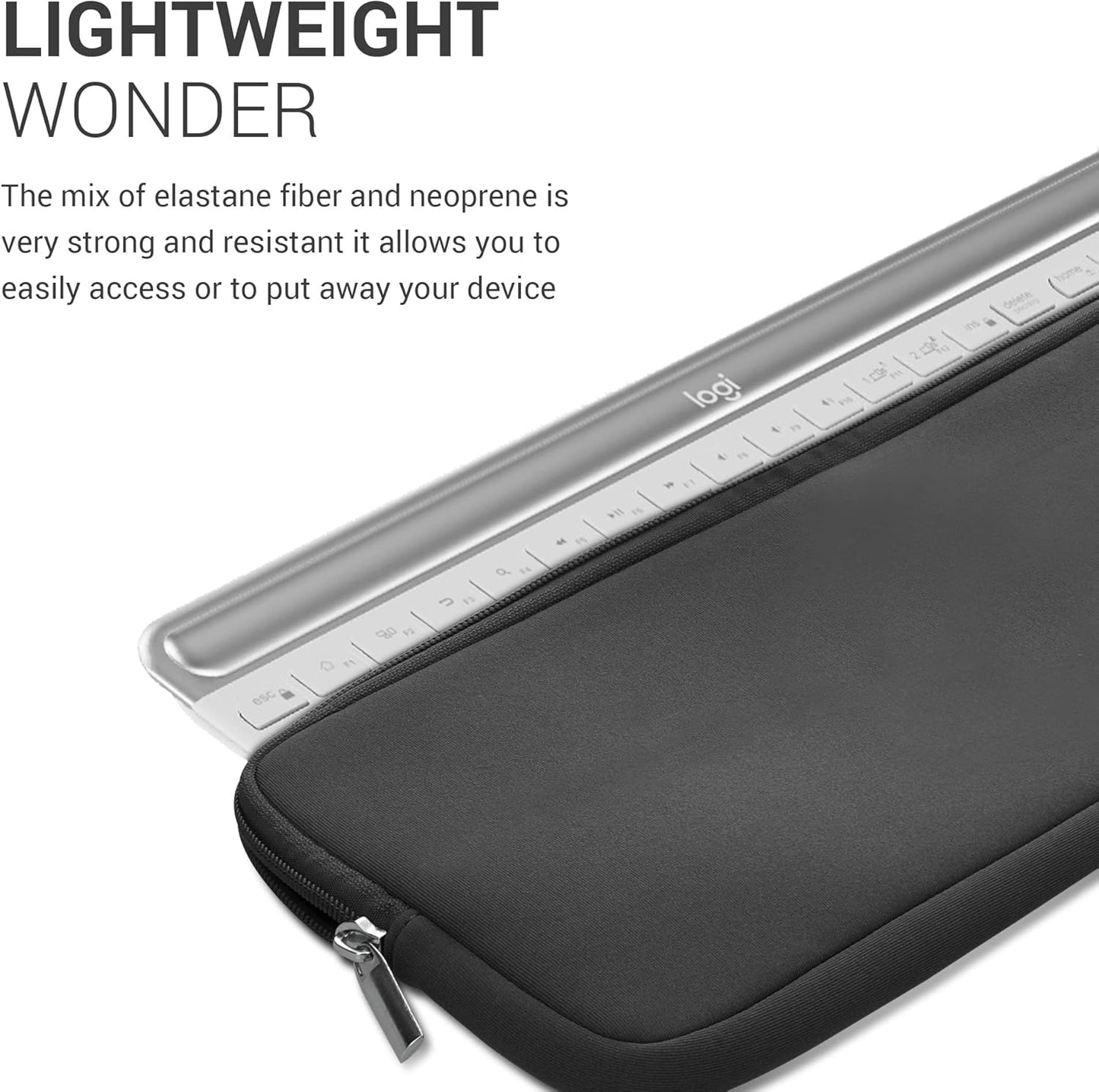 kwmobile Neoprene Case Compatible with Logitech MK470 - Case for Keyboard Soft Travel Sleeve - Grey