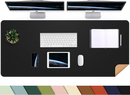 AFIING Large Desk Mat 47" x 17", Dual-Sided Natural Cork & PU Leather Desk Pad, Non-Slip Waterproof Mouse Pad for Office, Home & Gaming, Black