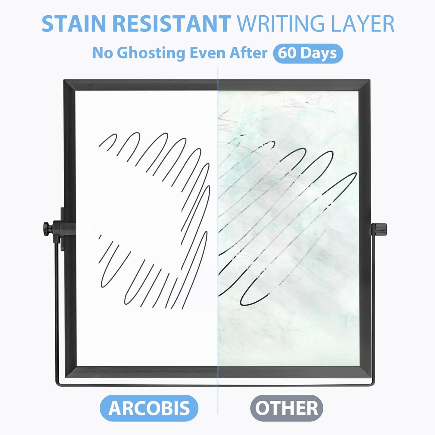 ARCOBIS Small WhiteBoard with Stand 10" X 10", Magnetic Double-Sided Dry Erase White Board Easel for Desk Students Home Office