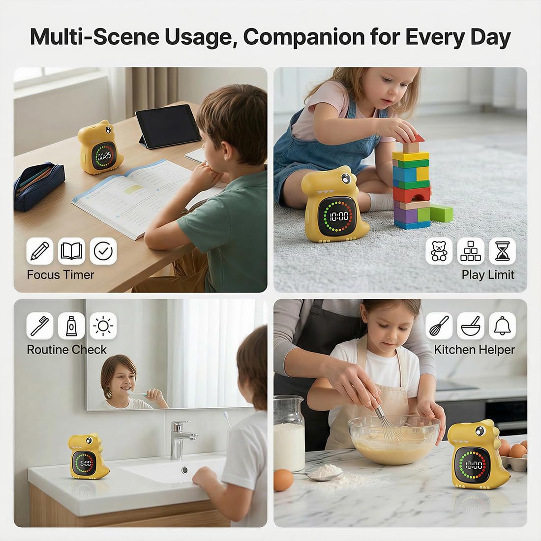 Visual Timer for Kids Light Blue Dinasuor Kids Timer Visual Led Rechargeable Toddler Timer Visual Countdown for Classroom Home Studing Playing