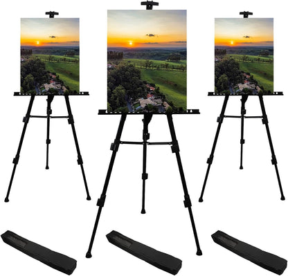 Art Easel Stand for Painting and Sign - RRFTOK 17 to 66 Inch Adjustable Aluminum Tripod Easels for Display, Portable Canvas and Poster Stand with Carry Bag for Beginners, Students and Classroom Use