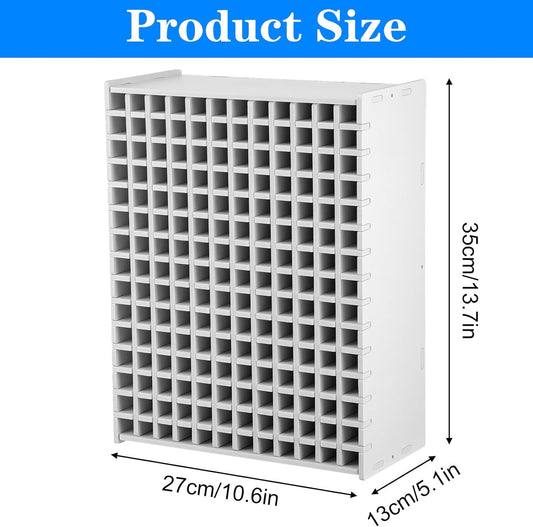 Marker Organizer Holder for 180 Markers, Art Supply Storage Rack with Adjustable Dividers, Desktop Pen Holder for Colored Pencils and Brushes, White