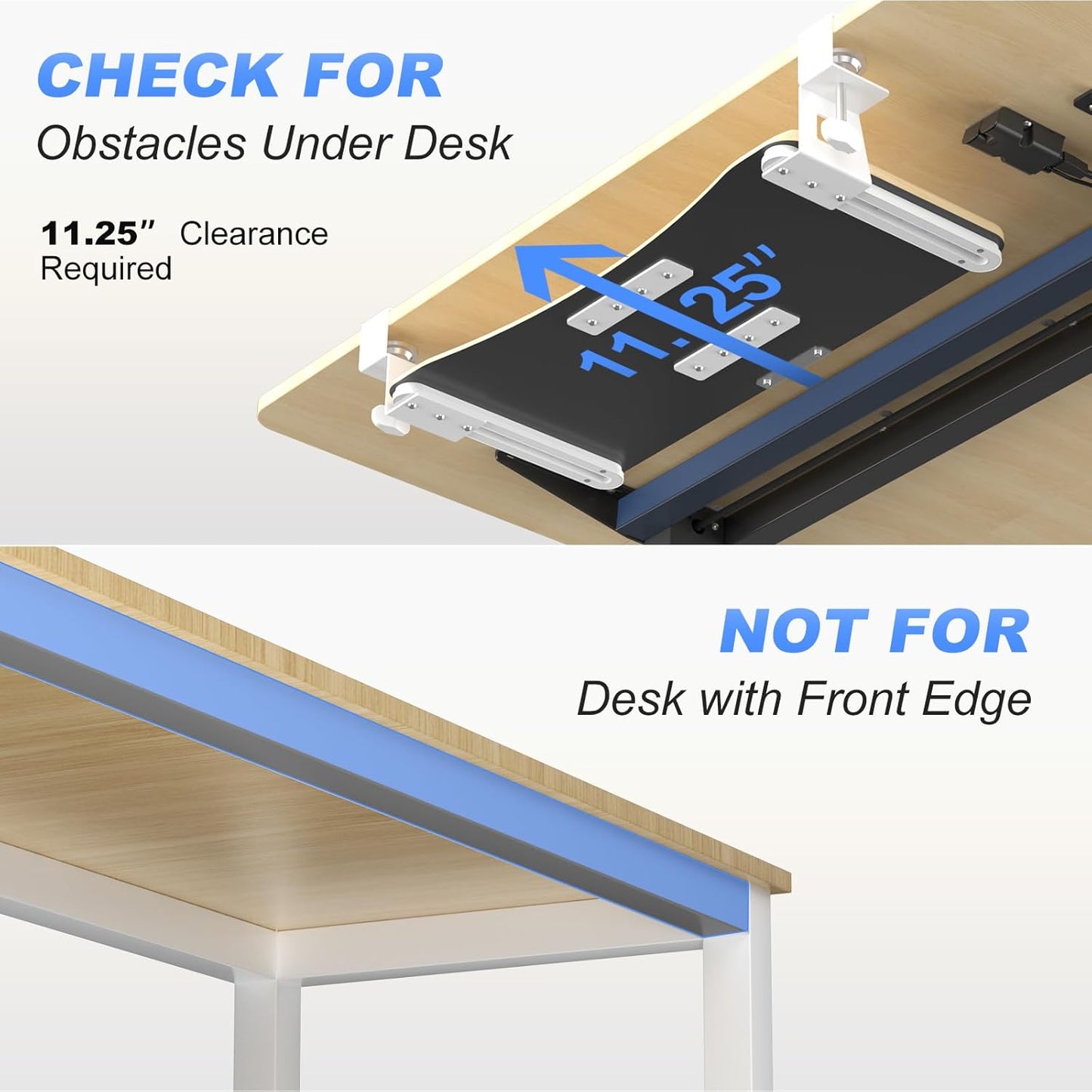 suptek Keyboard Tray Under Desk Pull Out with C Clamp Mount, Computer Keyboard & Mouse Tray, 25.6 (30 Including Clamps) x 11.8 inch Slide-Out Platform Computer Drawer for Typing, Black, DSF1