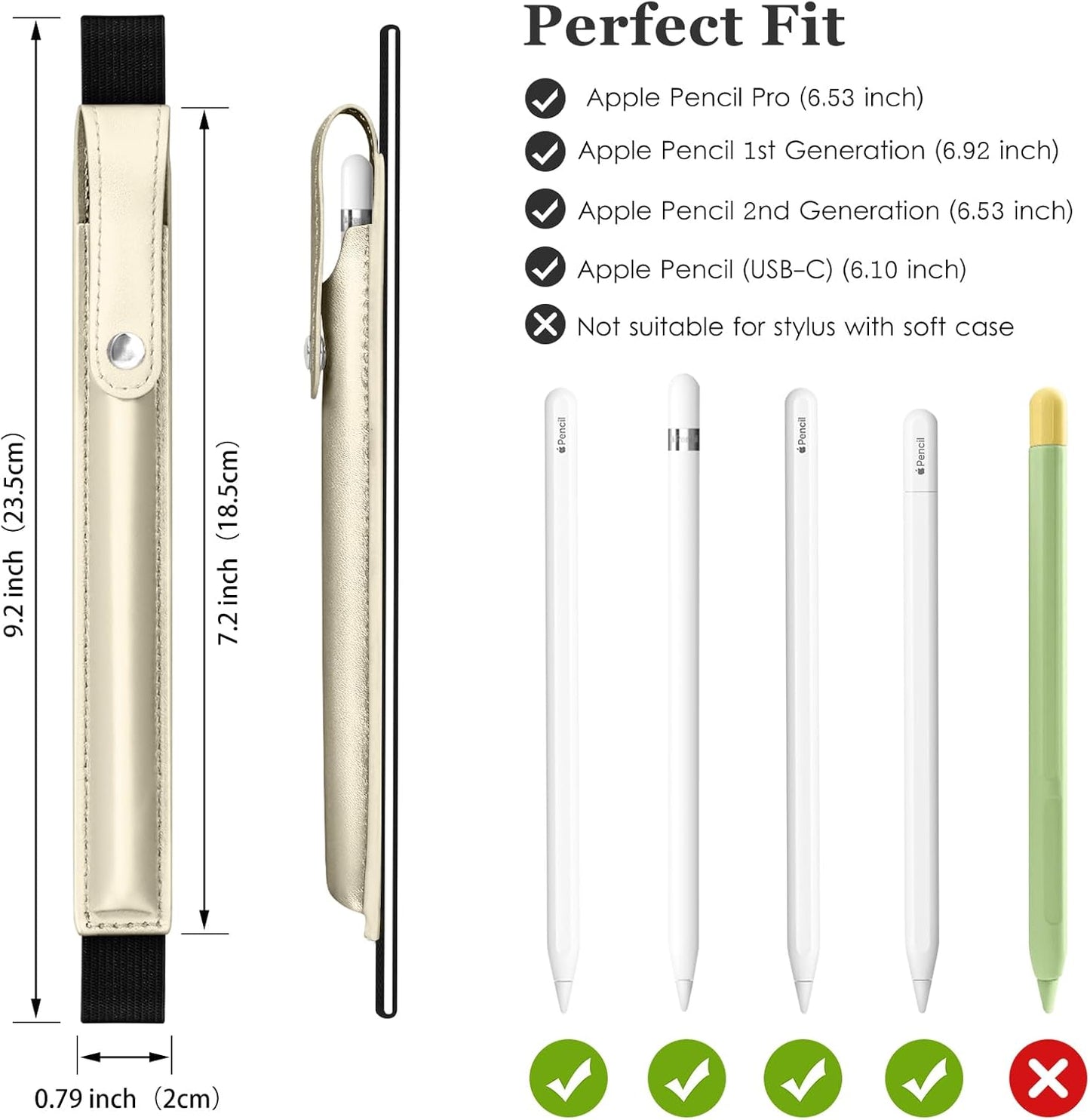 DTTO Pencil Holder for Apple Pencil 2nd & 1st Generation Case, New Apple Pencil Pro & USB-C Sleeve, Ultra-Thin Elastic Stylus Protective Pouch with Adhesive Attached to iPad, Pink Gold