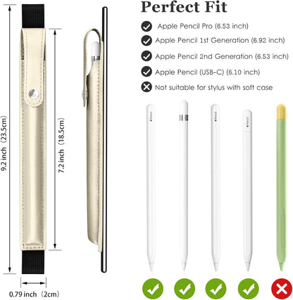 DTTO Pencil Holder for Apple Pencil 2nd & 1st Generation Case, New Apple Pencil Pro & USB-C Sleeve, Ultra-Thin Elastic Stylus Protective Pouch with Adhesive Attached to iPad, Pink Gold