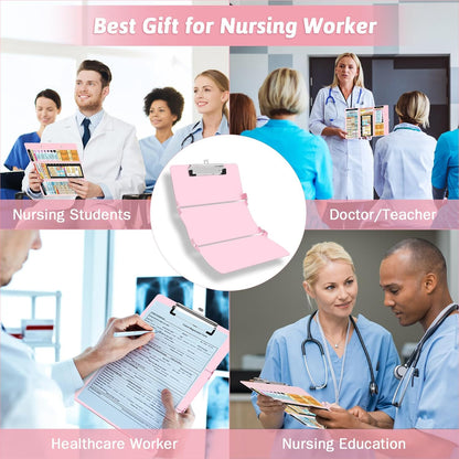 Clipboard Foldable Without Edition Cheat Sheets Aluminum 3 Layers Foldable Clipboards Pocket Size Profile Clip Clipboards Notepad for Students, Nurses,Contractor Trucker Driver