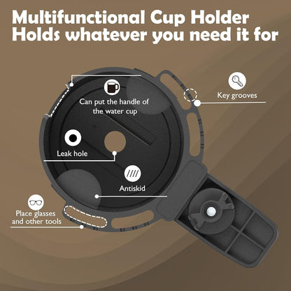 Desk Cup Holder with Spill-Proof Cup Design, Clip on Cup Holders for Desk, Table, Porch Swing, Patio Chair , Fits Maximum Diameter of 3/3.38 inches Bottles. (Black, Large)