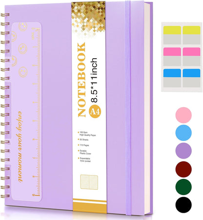 Dotted Notebook, Spiral Notebook Journal 8.5” x 11”, A4 Large Dot Grid Notebooks for Women Men, 100 GSM Dotted Paper, Plastic Hardcover Spiral Bullet Journals for Work School Sketching, Green