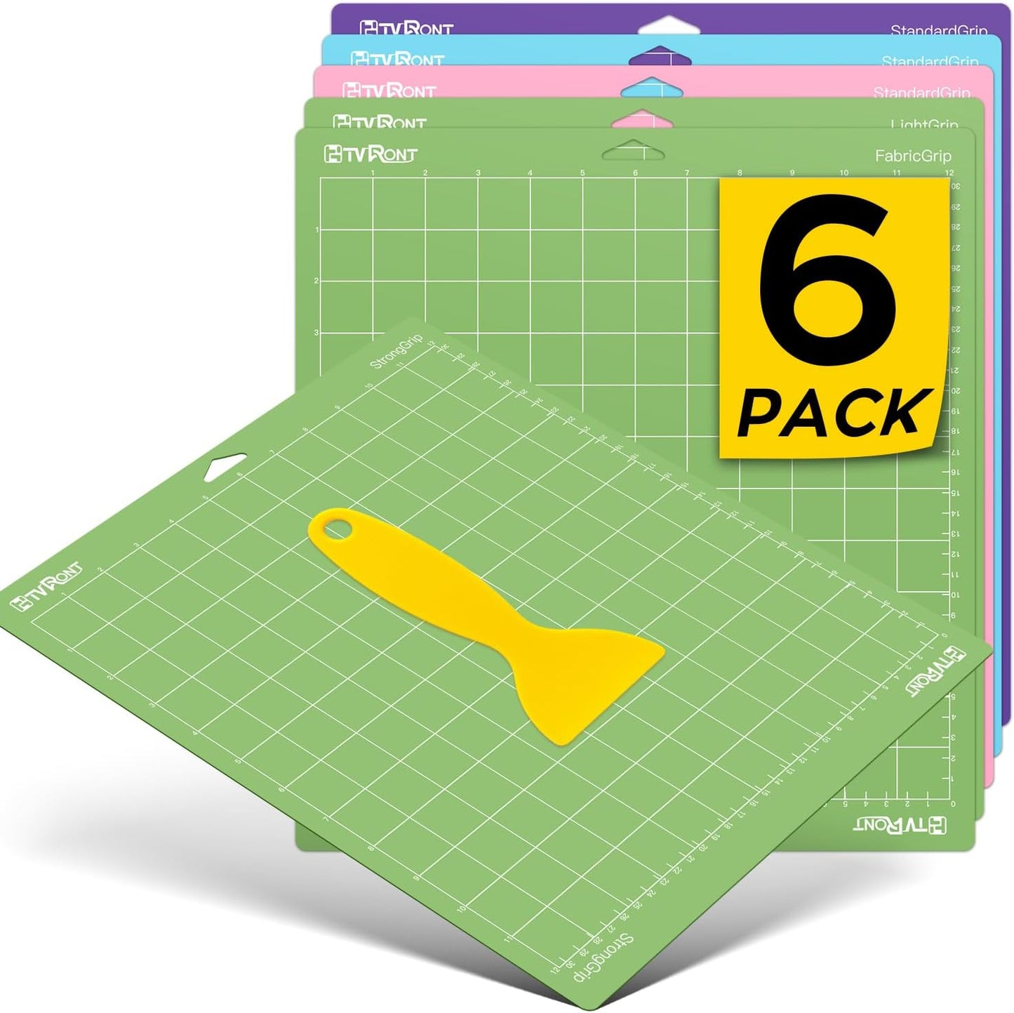 HTVRONT Standard Grip Cutting Mat, 6 Pack Cutting Mat 12x12 Compatible with Cricut Maker 3/Maker 4/Maker/Explore 3/4/5/Air 2/One, Standard Adhesive Sticky Quilting Cutting Mats Replacement Accessories