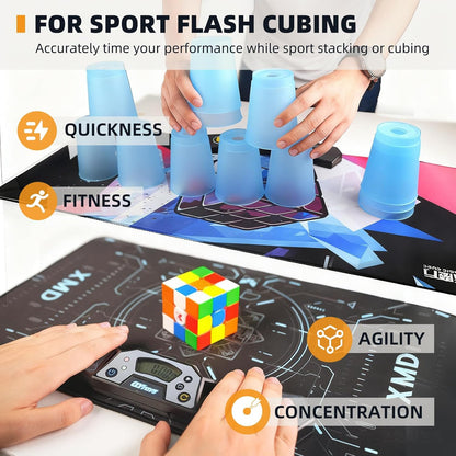 Professional Speed Cube Timer,Touch Control Timer with Display,Cube Race Stack Competition a Great Gift for Boys and Girls (Vermilion Bird)