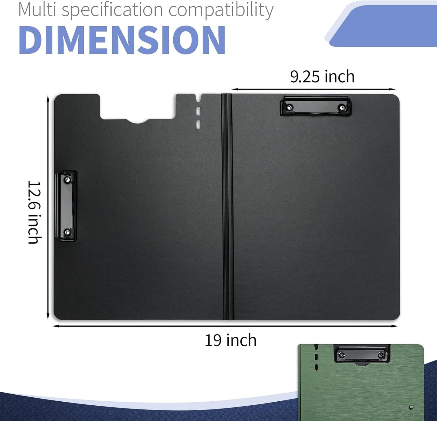 Clipboard Folder, with Dual Metal Clips, Embossed-Texture, Folding 360° Rotating, Nursing Clipboard for Letter and A4, Pen Holder (Green, 1)