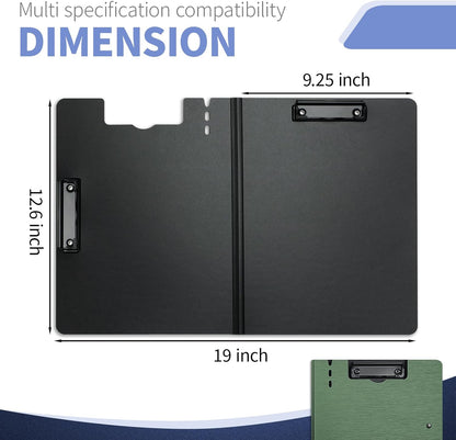 Clipboard Folder, with Dual Metal Clips, Embossed-Texture, Folding 360° Rotating, Nursing Clipboard for Letter and A4, Pen Holder (Green, 1)