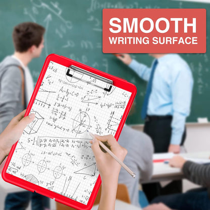 Sooez Clipboard with Storage, Plastic Storage Clipboards with Low Profile Clip, Nursing Clip Boards Foldable, Hanging Clipboard Case for Work, Teacher, Classroom Must Haves, Office School Supplies