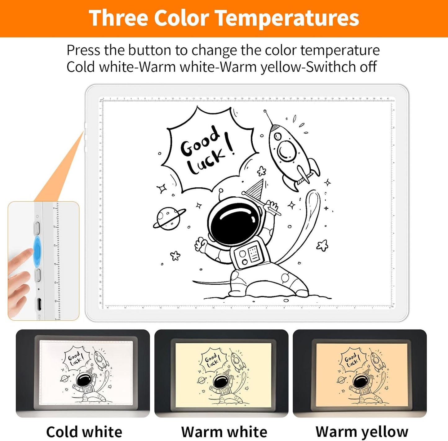 Elice Magnetic A4 Light Board for Diamond Painting, Ultra-Thin Tracing LED Light Box with Side Buttons, Super Bright Diamond Art Light Pad, Light Table for Drawing, Sketching, Weeding Vinyl - Black