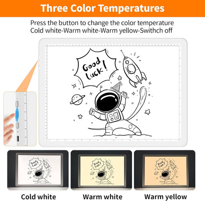 Elice Magnetic A4 Light Board for Diamond Painting, Ultra-Thin Tracing LED Light Box with Side Buttons, Super Bright Diamond Art Light Pad, Light Table for Drawing, Sketching, Weeding Vinyl - Black