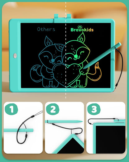 Bravokids 12 Inch LCD Writing Tablet for 3 Year Olds - Electronic Drawing Pad and Doodle Board as Educational Birthday Gifts for Girls and Boys (Pink)