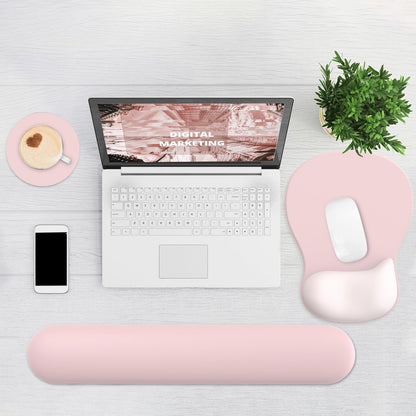 Ergonomic Mouse Pad with Wrist Rest and Keyboard Wrist Rest, Gel Mousepad and Wrist Rest for Computer Keyboard, Pain Relief, Non-Slip PU Base, Mouse Pad with Wrist Support for Gaming, Office, Brown